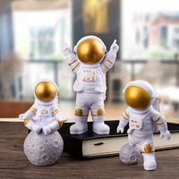 Astronauts Figures Statues (Set 3 Pieces Gift Box), Ornaments Resin Outer Space Themed Decor, Spaceman Planet Sculpture for Desktop & Tabletop Decor, Gift for Space Lovers