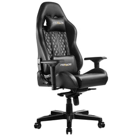 DS Sports ProRacing PU Leather Gaming Chair, 4D Armrest, 4 Gas Lift, 150° Adjustable Angle, 350mm Nylon Base, Frog Mechanism, Seat Mould Foam, Black With Quilting