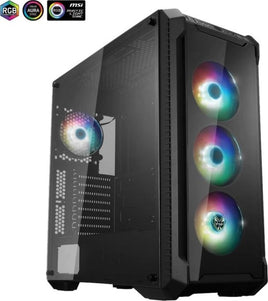 FSP CMT520 PLUS E-ATX Mid Tower PC Gaming Case, with 2 Tempered Glass Panels, 4 Addressable RGB Fans, ASUS & MSI Motherboard Sync