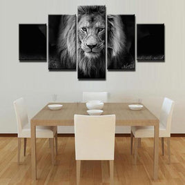 Custom Black & White Lion Wall Art Design 5 panel 35x60 35x80 35x100 cm