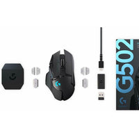 Logitech G502 LightSpeed HERO 16K Sensor, 16,000 DPI, RGB, Adjustable Weights, Wireless Gaming Mouse – Black