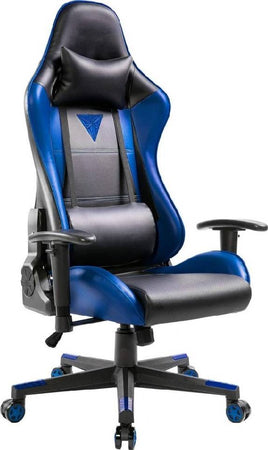 DS Sports PU Leather Gaming Chair, 2D Armrest, 3 Gas Lift, 180° Adjustable Angle, 350mm Nylon Base, Y9 Mechanism, Seat Mould Foam, Black / Blue