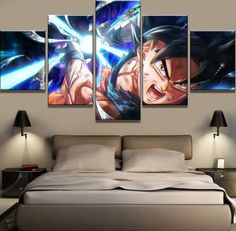 Custom Bed Goku wall Design  5 panel 35x60 35x80 35x100 cm