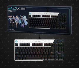 Logitech G Pro K/DA LOL Mechanical Gaming Keyboard, Tenkeyless Design, Detachable Micro USB Cable, 16.8M Colour LightSync RGB - Black/White