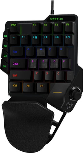 Vertux Combat QuickStrike One-Handed Gaming Keypad, With Joystick, 48MHz Frequency, 5 Modes RGB Light, Optical Light Switch, 3M Cable Length, Black