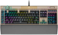 Corsair K100 RGB Optical Mechanical Gaming Keyboard, Detachable Palm Rest, Axon Technology, 44 Zone RGB Light Edge, OPX Keyswitch, Eng - Arabic Layout, Midnight Gold