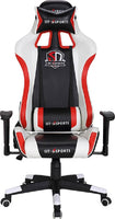 DS Sports PU Leather Gaming Chair, 2D Armrest, 3 Gas Lift, 180° Adjustable Angle, 350mm Nylon Base, Y9 Mechanism, Seat Mould Foam, Black / White / Red