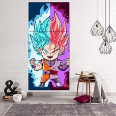 Custom Mini Goku Wall Art Design 3 panel 65x45 3x cm
